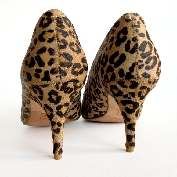 Leopard Print Mohair Pointed Toe High Heels, Pumps - Picture 2 of 7